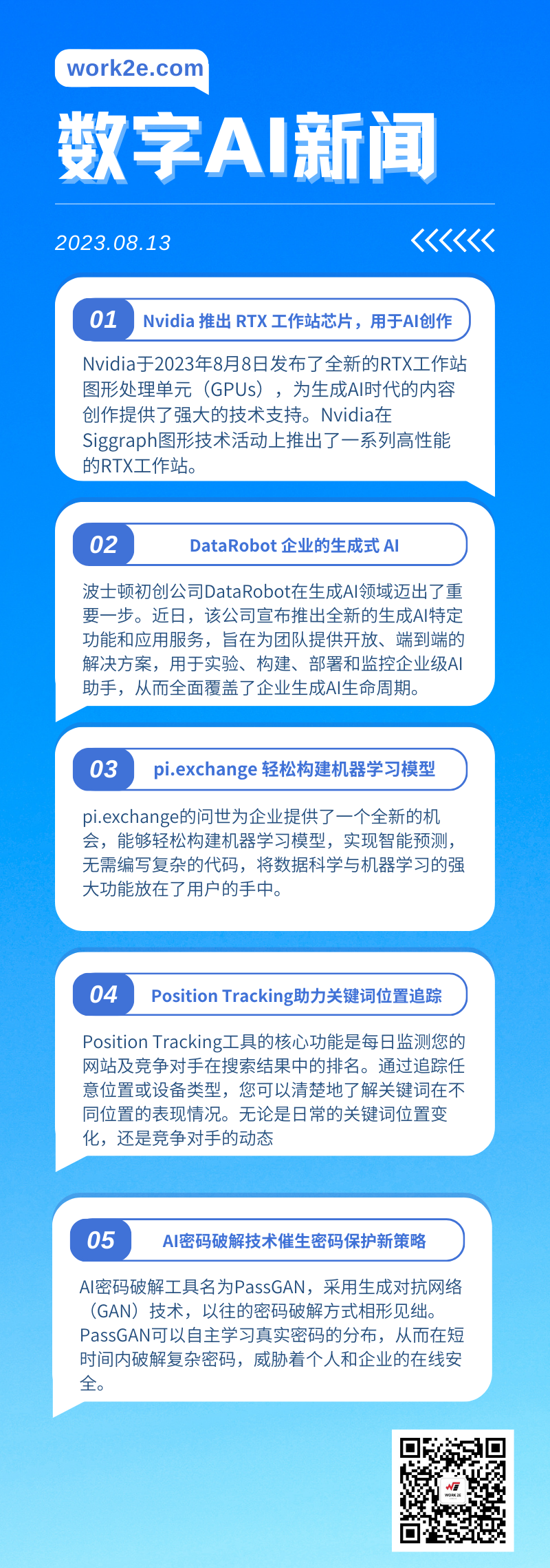 【08/13】work2e数字AI新闻-Nvidia 推出 RTX 工作站芯片,pi.exchange 轻松构建机器学习模型,Position Tracking助力SEO优化