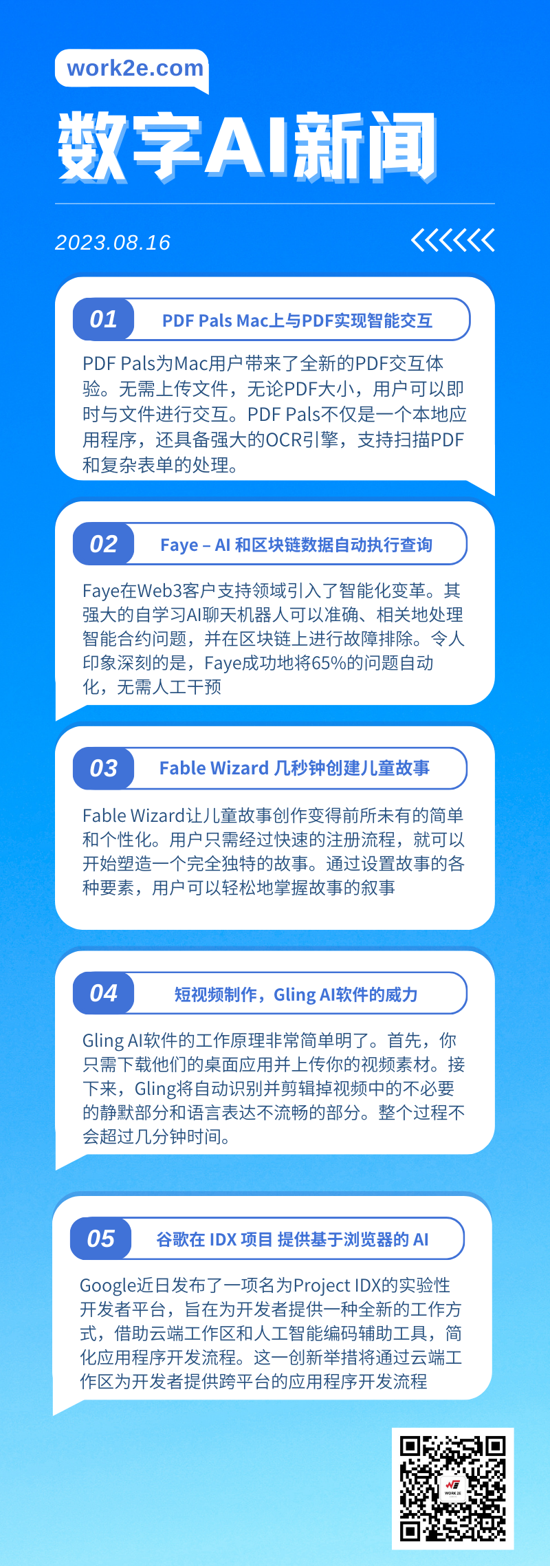 【08/16】work2e数字AI新闻-Mac上与PDF实现智能交互，Fable Wizard 几秒创建儿童故事，谷歌提供基于浏览器的 AI 工作区