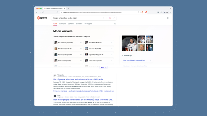 Brave Search 正在采用AI人工智能来回答查询